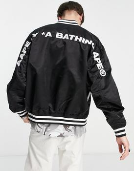 推荐AAPE By A Bathing Ape college bomber jacket in black商品