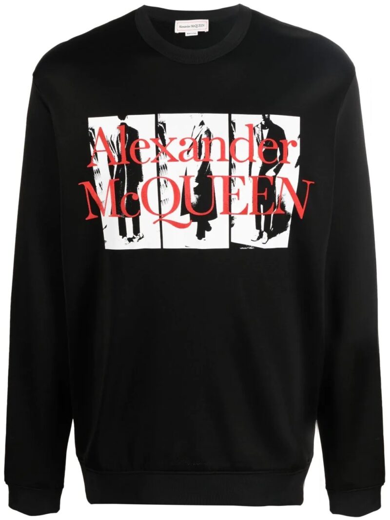 Alexander McQueen | ALEXANDER MCQUEEN 男士黑色印花棉质圆领卫衣 704998-QTZ13-0901商品图片,独家减免邮费