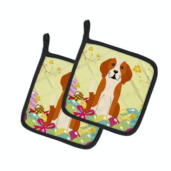韩国美妆蛋, Caroline's Treasures | Easter Eggs English Foxhound Pair of Pot Holders商品图片 