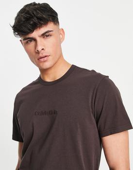 Calvin Klein tonal logo lounge t-shirt in brown,价格$40.97
