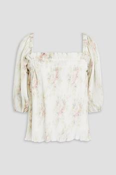 Ganni | Floral-print plissé-georgette blouse商品图片,4.9折