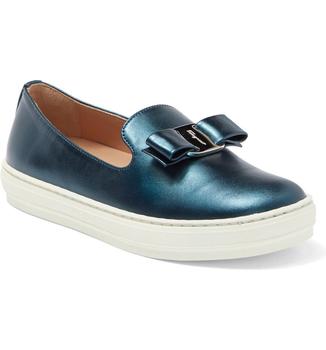 菲拉格慕鞋子, Salvatore Ferragamo | Kids' Novello Metallic Leather Slip-On Sneaker商品图片 5折