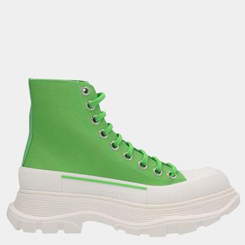推荐Alexander Mcqueen Green/White Canvas Tread Slick High Top Sneakers Size IT 37商品