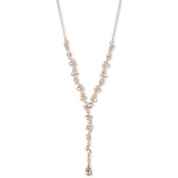 纪梵希项链真假, Givenchy | Rose Gold-Tone Crystal Floral Lariat Necklace, 16" + 3" extender商品图片 