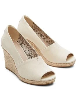 TOMS | Michelle Womens Canvas Peep Toe Wedge Heels,商家Premium Outlets,价格¥469