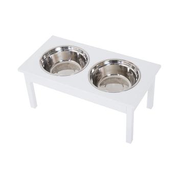商品10" Elevated Raised Dog Feeder Stainless Steel Double Bowl Food Water图片