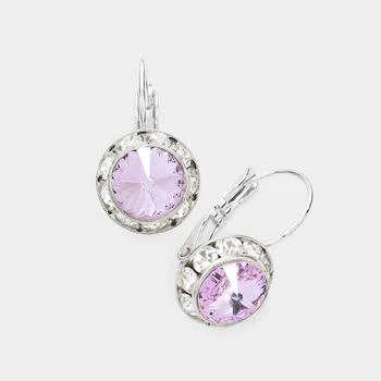 FASHNZFAB | Rivoli Cut Genuine Crystal Lever Back Earrings - Violet,商家Premium Outlets,价格¥161