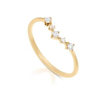 MaxColor | 14K Gold Vermeil Birthstone 2MM Cubic Zirconia Wishbone Ring,商家Premium Outlets,价格¥313