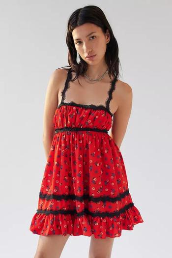 Urban Outfitters | UO Eliana Strappy-Back Floral Babydoll Dress商品图片,1.4折起, 1件9.5折, 一件九五折