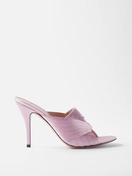 古驰高帮鞋, Gucci | Pleated silk-blend high-heeled mules商品图片 