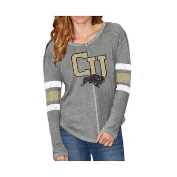 The Original Retro Brand, The Original Retro Brand | Women's Gray Colorado Buffaloes Sleeve Striped Henley Long Sleeve T-shirt商品图片 7.4折