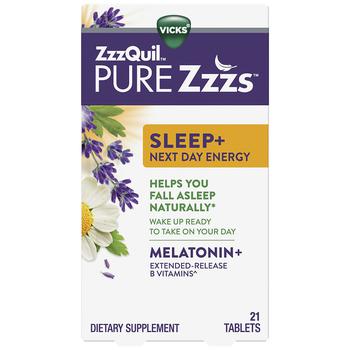 商品PURE Zzzs | Sleep+ Next Day Energy Melatonin and Extended Release B-Vitamins Tablets,商家Walgreens,价格¥123图片
