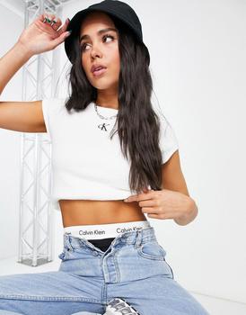 Calvin Klein Jeans rib fitted t-shirt in white product img