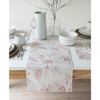 商品Glistening Poinsettias Metallic Table Runner, 13" x 72"图片