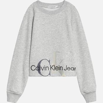 Calvin Klein | Calvin Klein Girls' Mixed Monogram Cutoff Sweatshirt - Light Grey Heather商品图片,4折×额外8.5折, 额外八五折