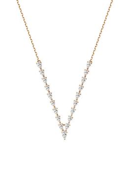 商品Marquise 18K Rose Gold & Diamond V Necklace图片
