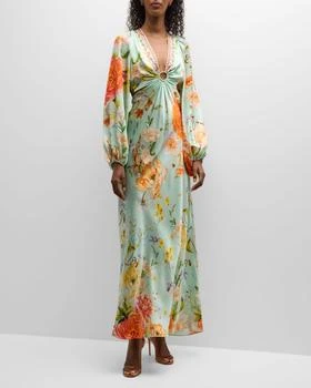 推荐Talk the Walk U-Ring Cutout Floral Silk Maxi Dress商品