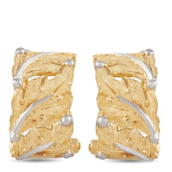 推荐Buccellati 18K White and Yellow Gold Leaf Motif Earrings商品