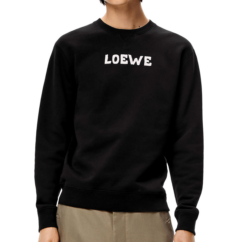 推荐【预售3-7天】LOEWE/罗意威 22年早春新款 男士黑色棉质抓绒Logo刺绣卫衣H526Y24J18-1100商品