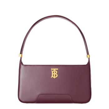Burberry | 【预售3-7天】BURBERRY/博柏利 21秋冬新款TB系列 女士酒红色小牛皮金扣手提单肩腋下包80462491商品图片,7.9折, 包邮包税