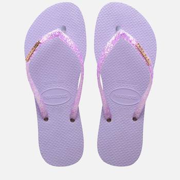 推荐Havaianas Women's Slim Glitter Flourish Flip Flops - Purple商品