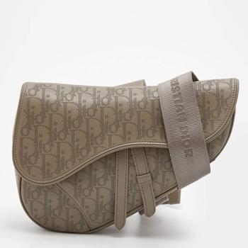 dior马鞍包, [二手商品] Dior | Dior Grey Perforated Oblique Leather Saddle Body Bag商品图片 7.9折, 满1件减$100, 满减