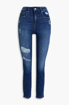 推荐Good Legs distressed high-rise skinny jeans商品