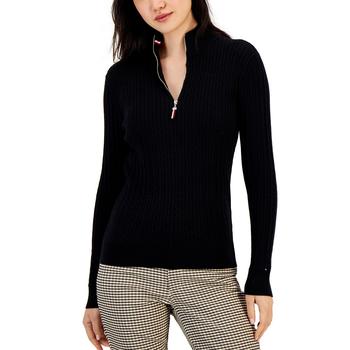 Tommy Hilfiger | Women's Cotton Mock Turtleneck Cable-Knit Sweater商品图片,7.5折, 独家减免邮费