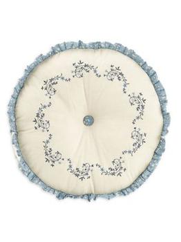 商品Charlotte Floral Embroidered Ruffle Round Pillow图片