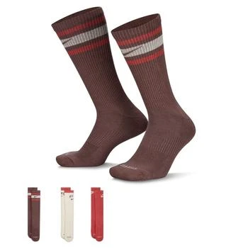 推荐Nike Training Everyday Plus 3 pack socks in plum, ivory and red商品