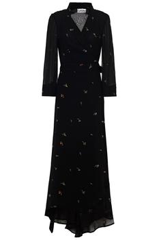 ganni裙, Ganni | Floral-print georgette midi wrap dress商品图片 4.9折