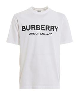推荐Burberry White Logo Print Cotton Jersey T-shirt, Size Medium商品