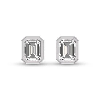Lab Grown Diamonds | Lab Grown 1/4 CTW Emerald Bezel Set Diamond Solitaire Earrings in 14K White Gold,商家Premium Outlets,价格¥4494