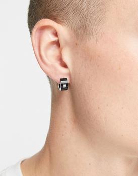 商品Steve Madden | Steve Madden hoop earrings with diamante in black,商家ASOS,价格¥55图片
