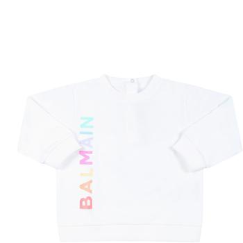 商品Balmain | Balmain White Sweatshirt For Baby Girl With Colorful Logo,商家Italist,价格¥1706图片