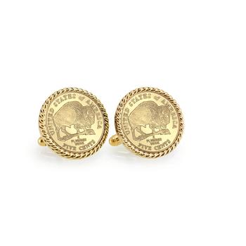 商品American Coin Treasures | Gold-Layered 2005 Bison Nickel Rope Bezel Coin Cuff Links,商家Macy's,价格¥286图片