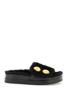 Balmain | Balmain faux fur tam slides商品图片,6.6折