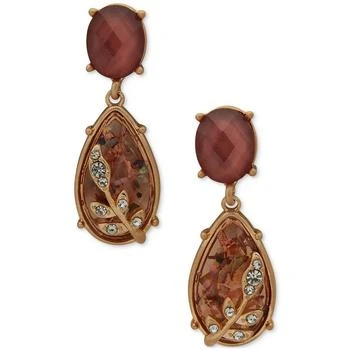 Lonna & Lilly | Gold-Tone Pavé Leaf & Stone Drop Earrings 独家减免邮费