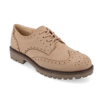 Journee Collection | Women's Claudiya Tru Comfort Foam Lug Outsole Almond Toe Oxford Flats 6折