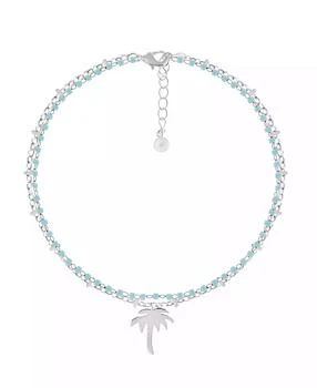 Essentials | Double Row Turquoise Glass Palm Tree Anklet in Silver Plate,商家Macy's,价格¥127