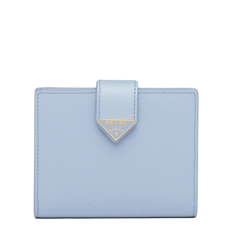 Prada | PRADA/普拉达 22春夏新款 女士小号天蓝色皮革三角珐琅金扣钱包1MV204_2DYG_F0076商品图片,额外9.5折, 包邮包税, 额外九五折