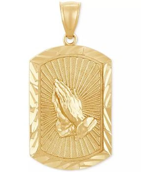 Macy's | Men's Sunray Praying Hands Framed Dog Tag Pendant in 14k Gold,商家Macy's,价格¥5593