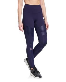 Alo | High-Waist Moto Sport Leggings with Mesh Panels商品图片,