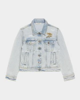 Golden Goose | Kid's Journey Bleached Denim Jacket with Embroidery, Size 4-12,商家Neiman Marcus,价格¥2509