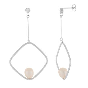 Splendid Pearls | Fancy Dangling Square Shaped Freshwater Pearl Earrings商品图片,1.8折×额外8折, 额外八折