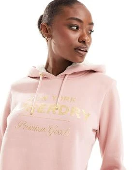 Superdry | Superdry luxe metallic logo hoodie in Vintage Blush Pink 6.9折