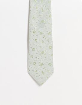 ASOS | ASOS DESIGN slim tie in pale green ditsy floral商品图片,7折×额外8折x额外9.5折, 独家减免邮费, 额外八折, 额外九五折