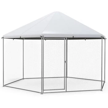 Hivvago | 13FT Large Metal Hexagonal Chicken Coop with Wire Mesh and Lockable Door,商家Premium Outlets,价格¥2613