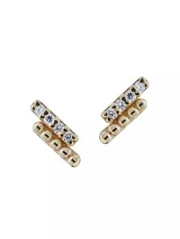 Anzie | Dew Drop 14K Yellow Gold & 0.06 TCW Diamond Bar Stud Earrings,商家Saks Fifth Avenue,价格¥5064