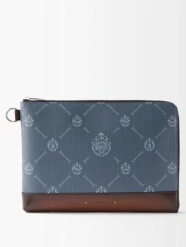 Gino Venezia-leather and crest-print twill pouch,价格$829.55
